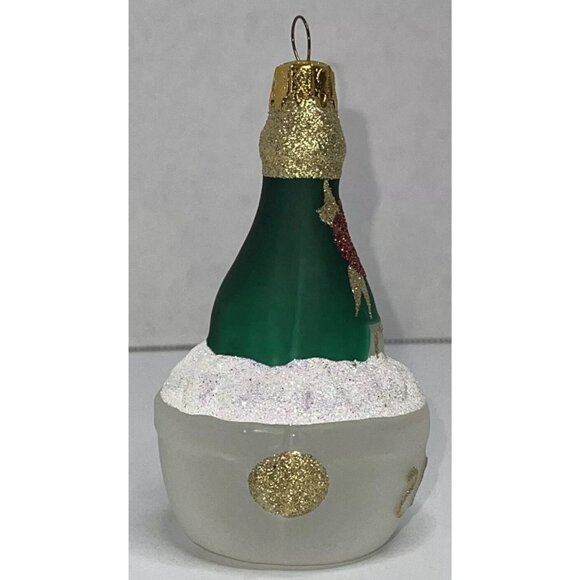 Blown Glass 2000 Christmas Ornament Champagne Wine Bottle in Ice Bucket - Picture 4 of 9